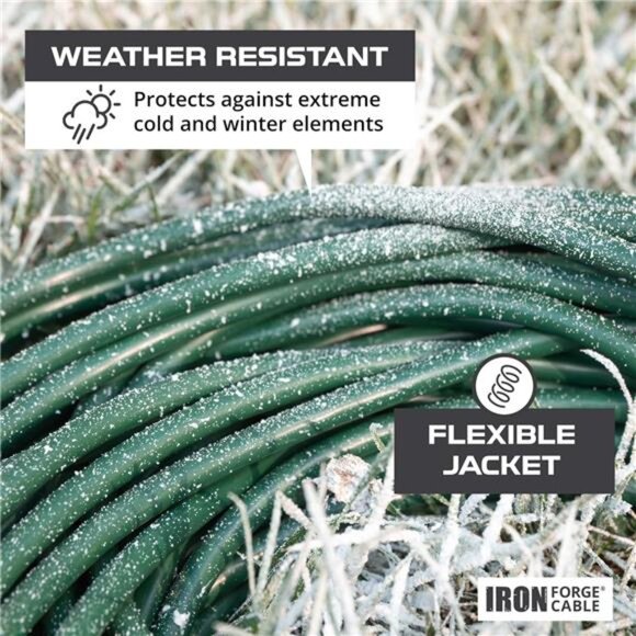 5 Pack Outdoor Extension Cord 10 ft, 16/3 SJTW Weatherproof Green Extension Cord - Picture 3 of 7